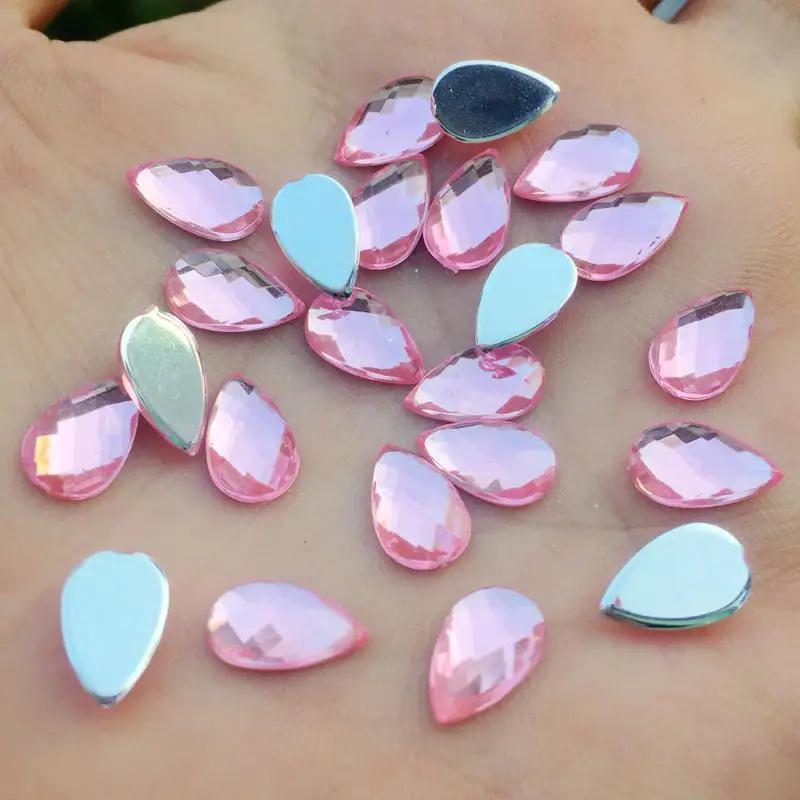 80 шт. 6*10 мм стразы с плоской задней частью, акриловые драгоценные камни, хрустальные камни, не швейные бусины для одежды своими руками-HB00