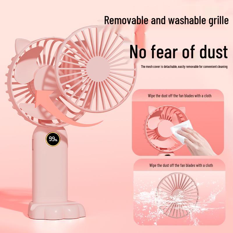 Portable USB Rechargeable Mini Fan: Silent, Long Battery Life, Compact & Cute Design for Students