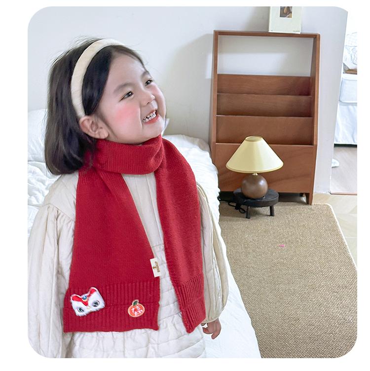 Children's scarves for winter, boys and girls, festive New Year dolls, cute big red warm scarves, fashionable gifts for gifting