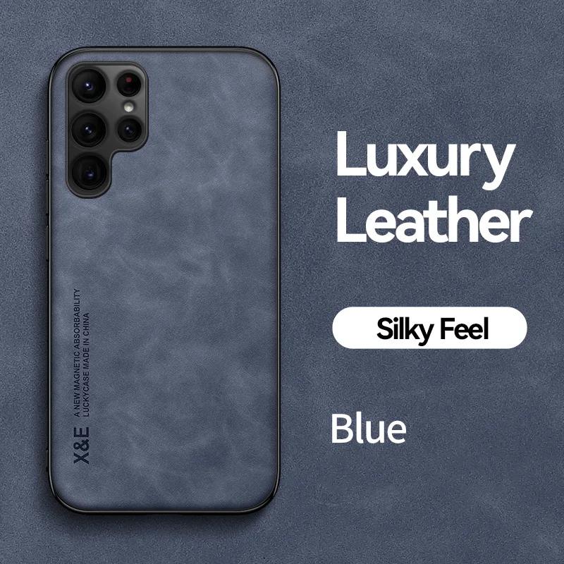 Ударопрочный кожаный чехол для Samsung Galaxy S24 S23 S22 S21 S20 Ultra Plus FE S10 S9 Note 20 Ultra Soft Bumper Phone Accessories