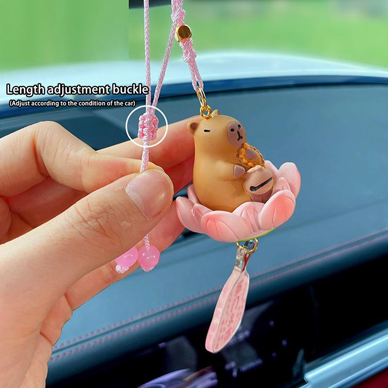 Качающееся животное Капибара Автомобильный кулон Удача Лотос Основание Автомобильный подвесной орнамент Кошка Панда Авто Зеркало заднего вида Подвеска Домашний декор