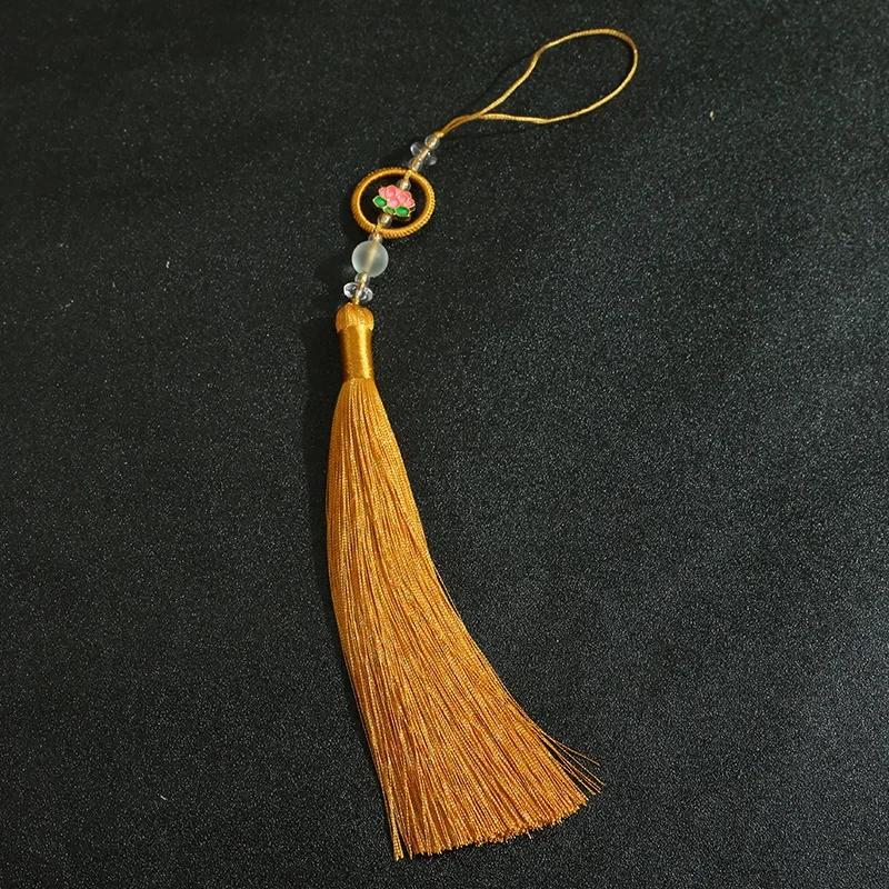 2PC 15cm Handmade Soft Tassels Lotus Pendant Jade Leaves Tassel with Loops for Jewelry Making DIY Projects Bookmarks
