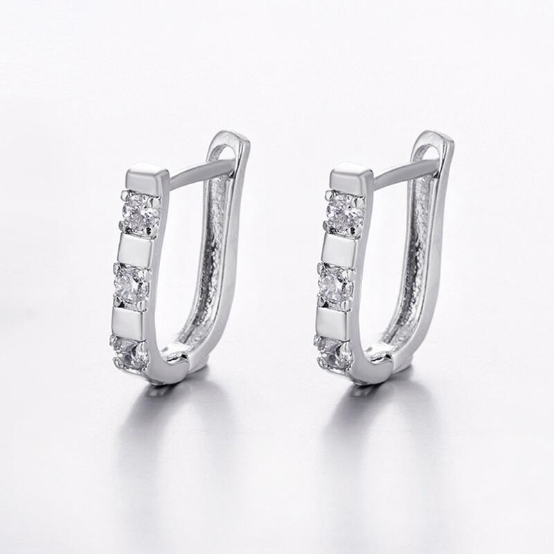 925 Silver Cubic Zirconia Zircon Hoop Drop Earrings for Women Wedding Jewelry