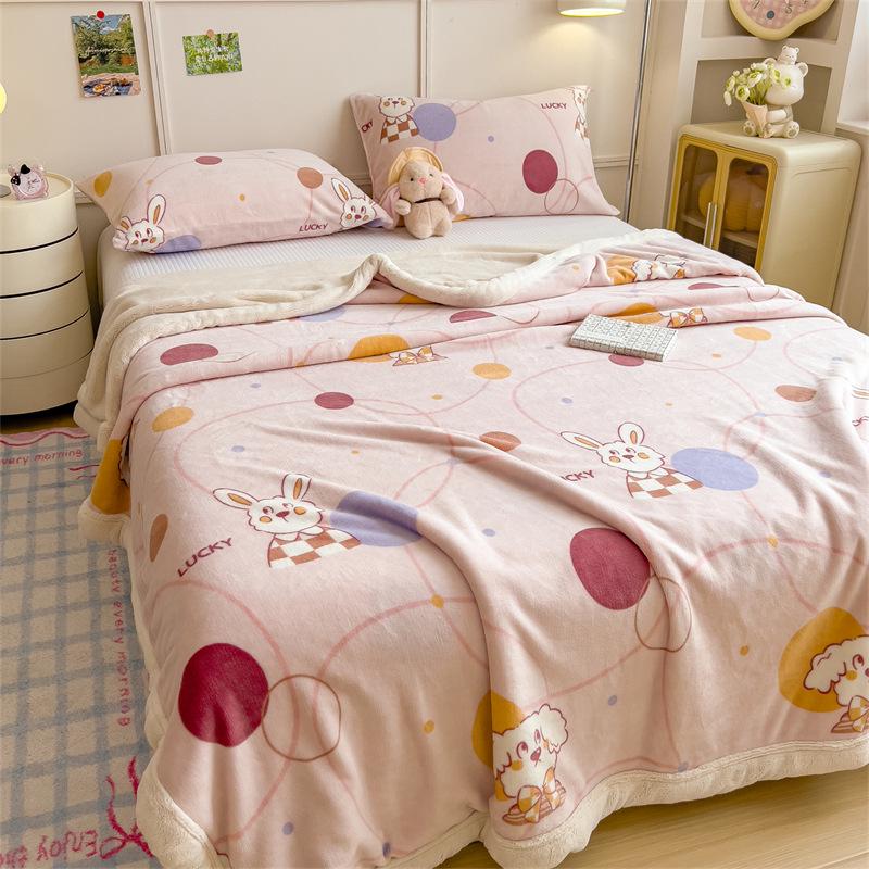 Yunjin Double-Sided Winter Fleece Blanket - Thick, Cozy Sofa Throw & Office Shawl