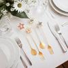 2/6PCS Christmas Stir Spoon And Golden Dessert Fork Set With Five Star Tree Design For Christmas Eve Party Gift Tableware