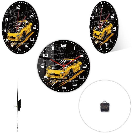 12'' Настенные часы для автогонок, Дрифт-кар, Япония, Уличный спорткар, Гаражные настенные часы, Гоночный автомобиль, Наручные часы, Часы, Батарейка, Бесшумные, Не тикающие для мужчины