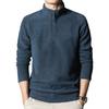 Men Fall Winter Sweatshirt Zipper Stand Collar Long Sleeve Thick Polar Fleece Solid Color Long Sleeve Neck Protection Mid Length Soft Casual