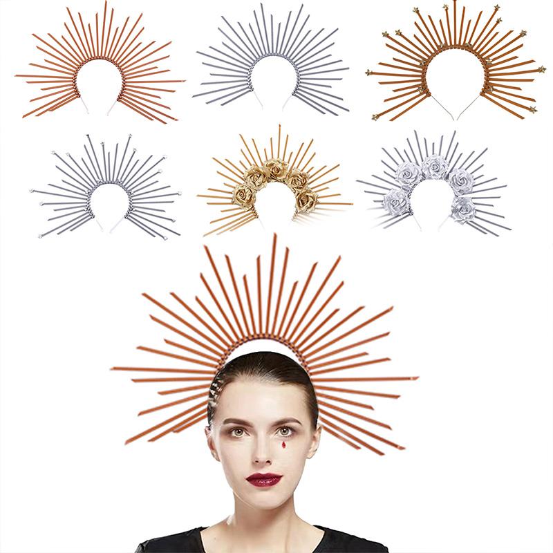 1PC Baroque Tiara Sun Goddess Mary Halocrown Headband Greek Spiked Halocrown Headpiece Crown Halocrown Multiple Options Available