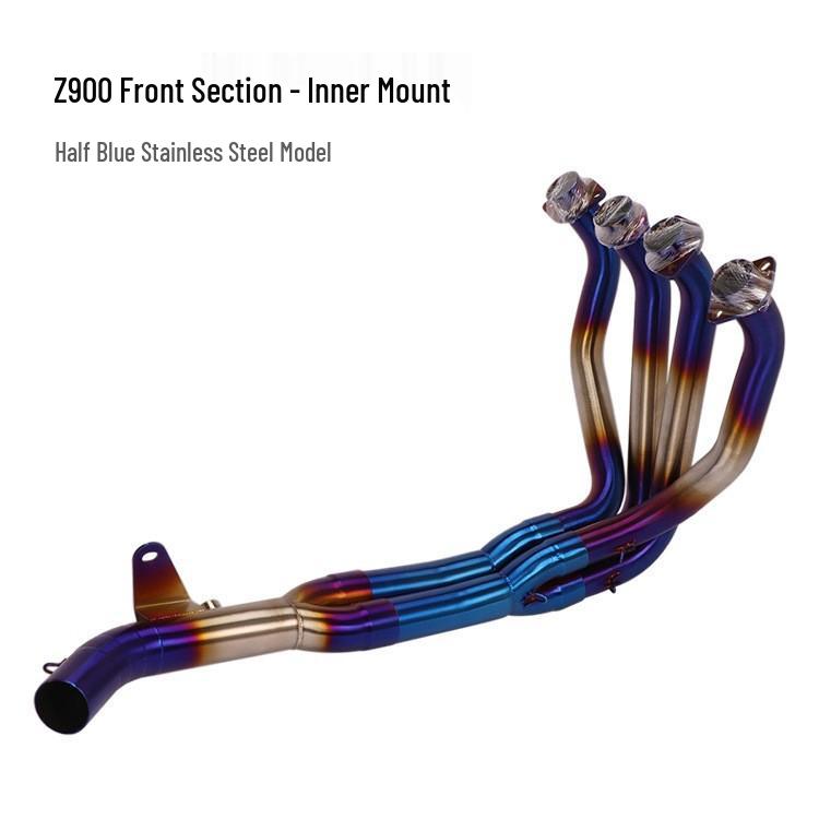 Kawasaki Z900 Titanium SC Exhaust System: Blue-Baked Front Section for Motorcycle Modification