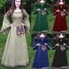 Women Medieval Dress Renaissance Fit Irregular Long Sleeve Cosplay Maxi Dress