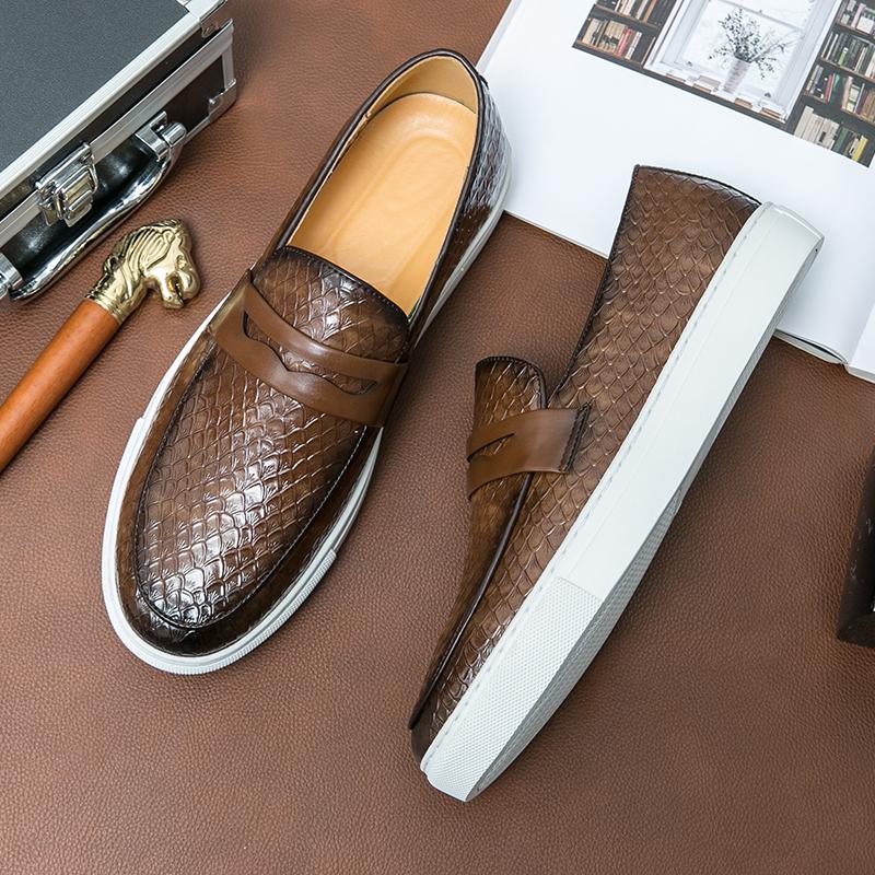Мужские повседневные кожаные туфли ручной работы, мокасины без застежек, уличные туфли для мужчин, туфли на плоской подошве, для отдыха, прогулок, вождения, мокасины