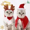 Christmas Pet Hat Cute Antlers Saliva Towel for Dog Cat Dress Up Supplies Lovely Design Autumn and Winter Clothes Pet Accessory