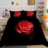 3D цветок черный фон комплект постельного белья роза пододеяльник наволочка двуспальная кровать полноразмерное покрывало моющаяся молния удобное украшение дома