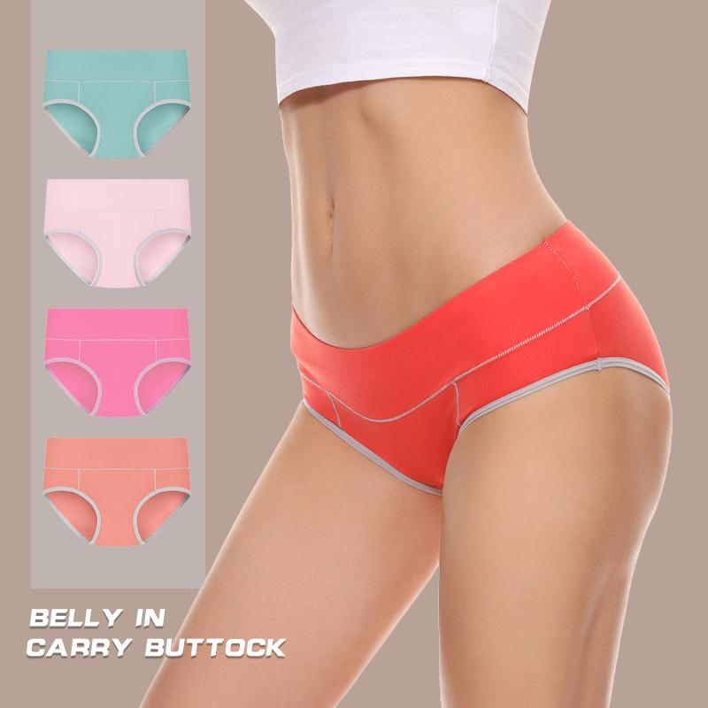 Plus Size Women's Panties Solid Colour Simple Cotton Middle Waist Trousers Lift Hips and Tighten Waist Underwear Briefs