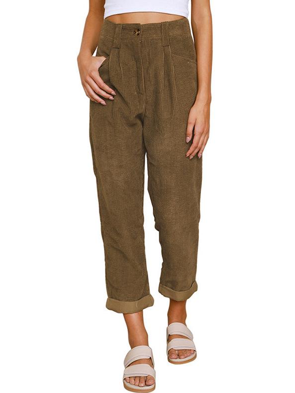 2025 Retro Corduroy Women's Harem Pants - European & American Spring/Autumn Style
