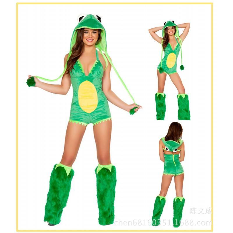 Halloween Costume Women Furry Animal Roleplay Dress Party Performance Outfit Leopard Catgirl Style