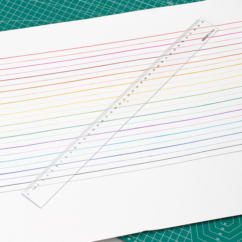 **Deli Transparent 40cm High Precision Straight Plastic Ruler**