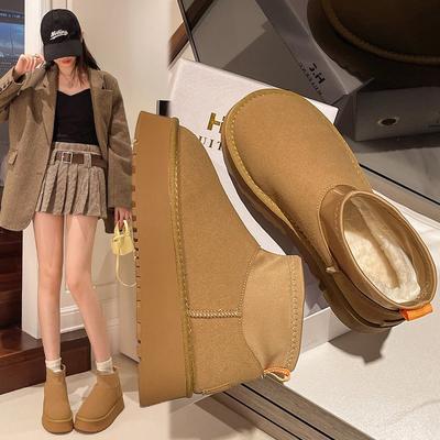 Короткие зимние ботинки с толстой подошвой, женские, мягкие, теплые, нескользящие, увеличивающие рост, осень и зима, новые хлопковые ботинки