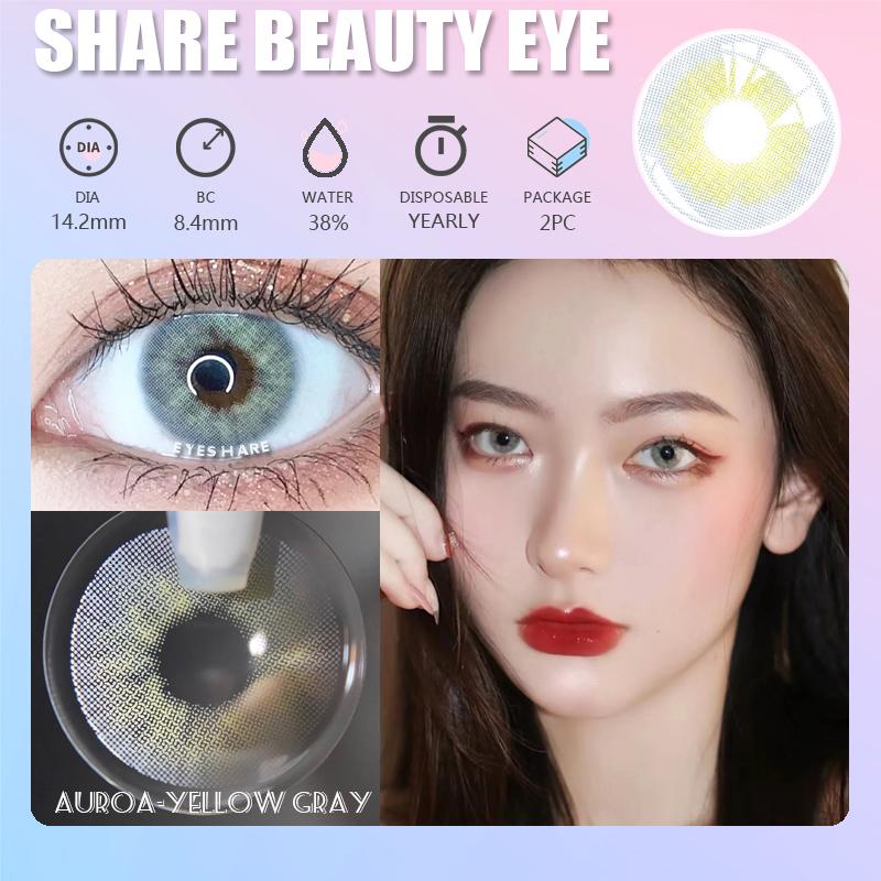 Eyeshare 1 Pair Green Contact Lenses for Eyes Beauty Pupils Lenses Eye 14.2mm Yearly Use Fashion Blue Colored Contacts Lenses Green