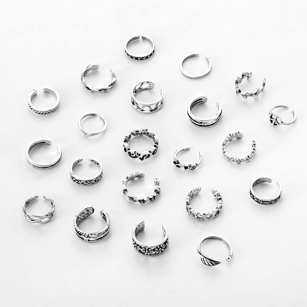 Vintage combination toe rings European and American style personalized rose flower heart leaves21Set of Foot Accessories
