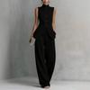 2026 New Cotton Linen Shirt Set Solid Color Sleeveless Top Long Pants Two Piece Elegant Women Outfit
