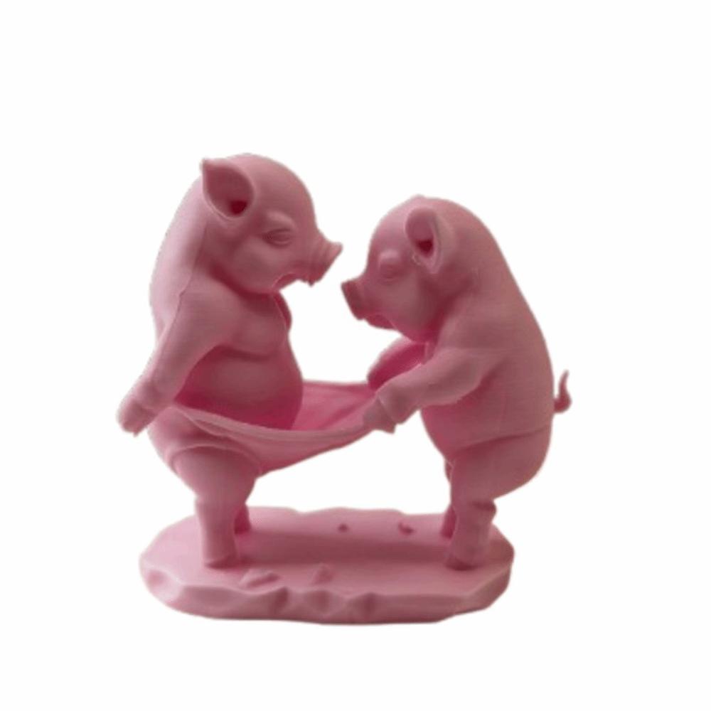 Animal Crafts Cartoon Pig Figurine Creative Animal Pig Model 3D Printed Pig Toy Home Decoration