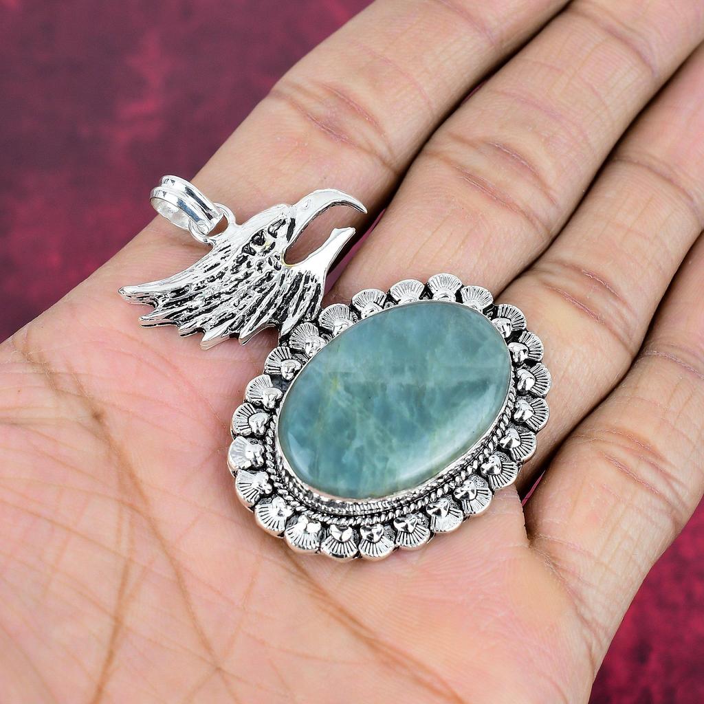 Подвеска с аквамарином, ювелирные изделия из цельного серебра 925 пробы с драгоценными камнями, подвеска ручной работы, на День благодарения