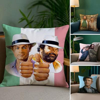 Наволочка с изображением Теренса Хилла и Бада Спенсера, Безопасная наволочка для подушки с индивидуальной фотографией, Подушка из ворсистого флиса, устойчивого к выцветанию, Безопасно для матери и ребенка.