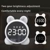 C2 Cute Cat Kids Alarm Clock Mirror Table Clock Digital Alarm Clock Bedside Clock Children Sleep Led Clocks