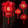 Decorative Flocking Cloth Red Lanterns with Tassel Flocking Fabric Chinese New Year Lantern Reusable Hangable