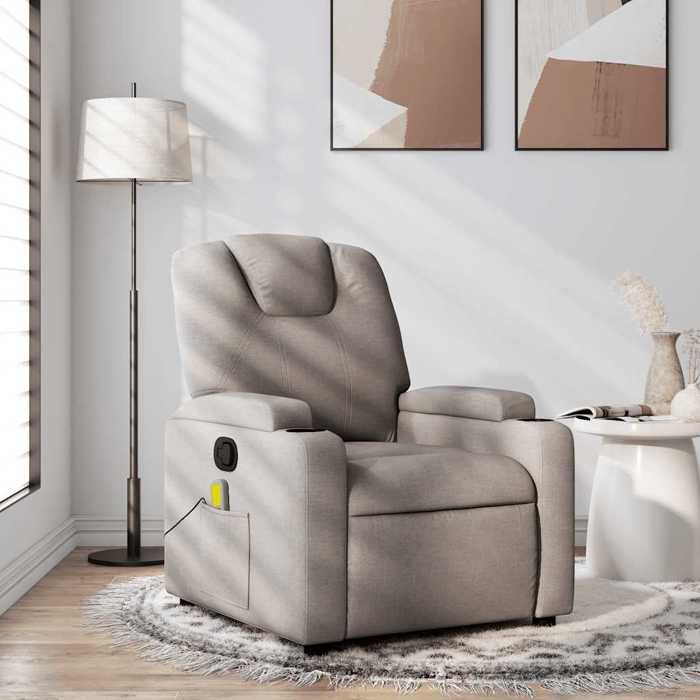 VidaXL Reclining Massage Armchair Taupe Fabric 372385