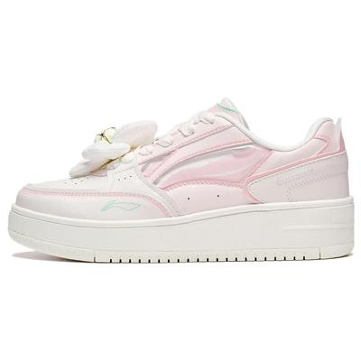 Disney X Li Ning Cheese Толстая подошва Увеличивающие высоту Нескользящие Износостойкие Низкие Кроссовки Женские Кроссовки Розовые AGCT382-3