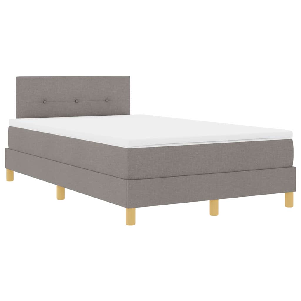 LED Boxspring Bed with Headboard Taupe 120 x 200 cm Fabric