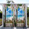 1PC Outdoor Waterproof Curtains Vacation Scenery Print,Contemporary Style, Light-Filtering Polyester Eyelet Landscape Ocean Sky