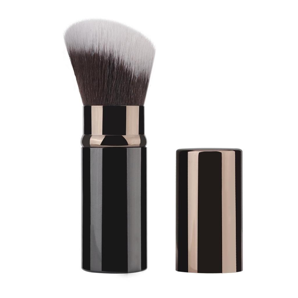Compact Retractable Travel Powder Brush - Soft Makeup Tool for Blush and Beauty Touch-Ups