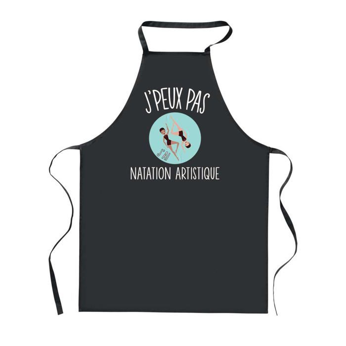 Tablier de cuisine - PLANETEE - J'peux Pas Natation Artistique - Noir - 90x60 cm - Polyester