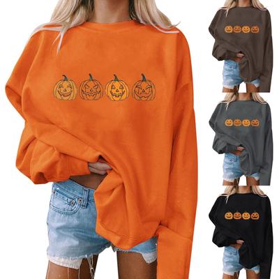 Женский повседневный модный пуловер с длинным рукавом и круглым вырезом с принтом Хэллоуина
