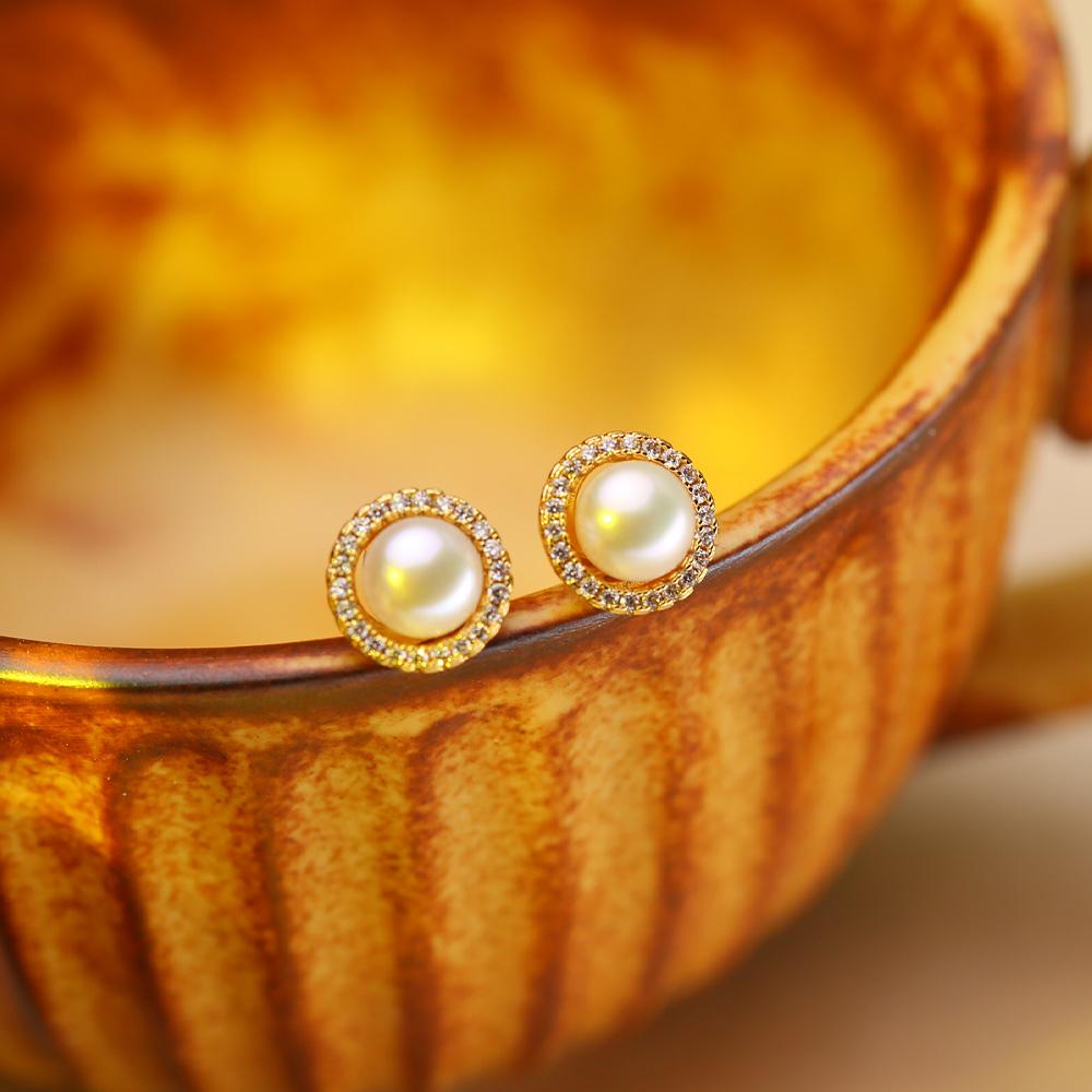 Серьги из натурального пресноводного жемчуга, модные серьги-пусеты с жемчугом и кубическим цирконием для женщин, праздничная бижутерия