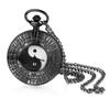 Карманные часы Тайцзи Инь Ян Багуа Антикварные водонепроницаемые карманные часы Подвеска Часы Ожерелье Цепь Даосские аксессуары Черный День Рождения Годовщина