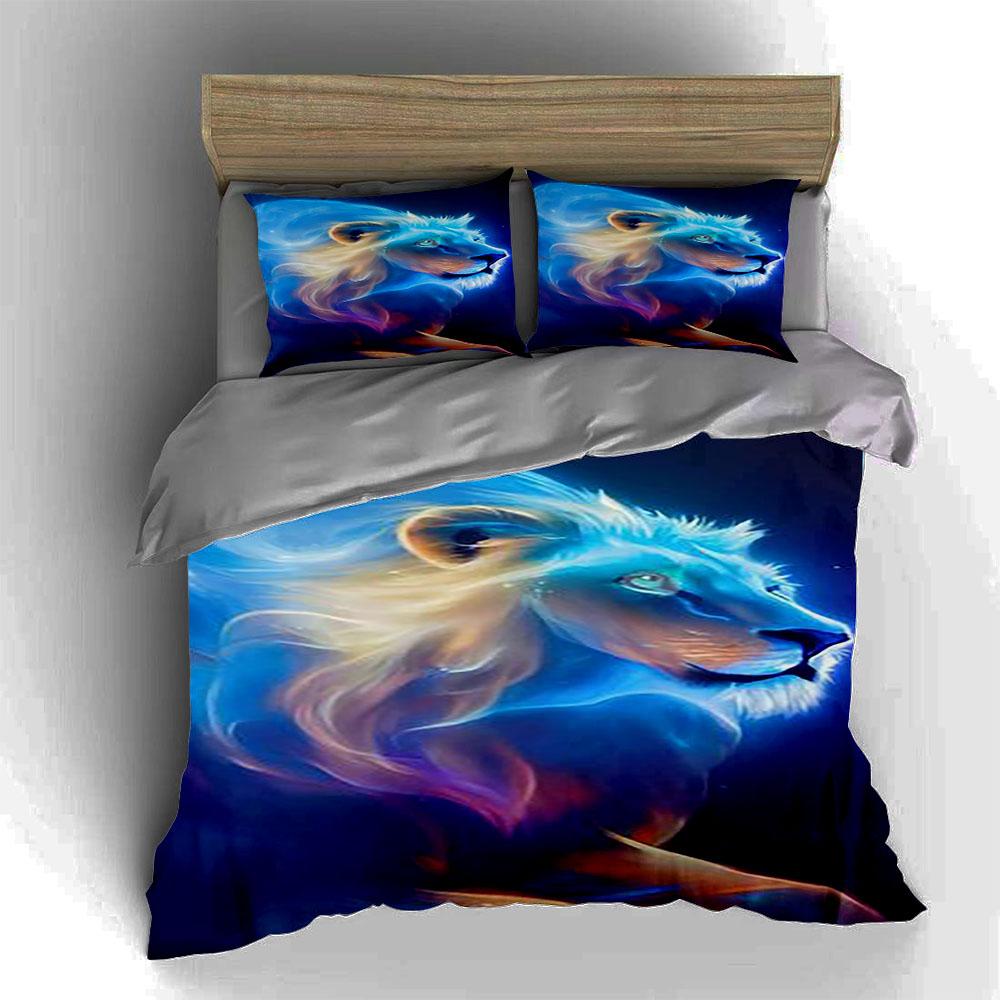 Glowing lion design. Bedding Duvet cover sets Duvet covers Pillowcases gifts (1 * Duvet Cover 2 * Pillowcases, without duvet insert)