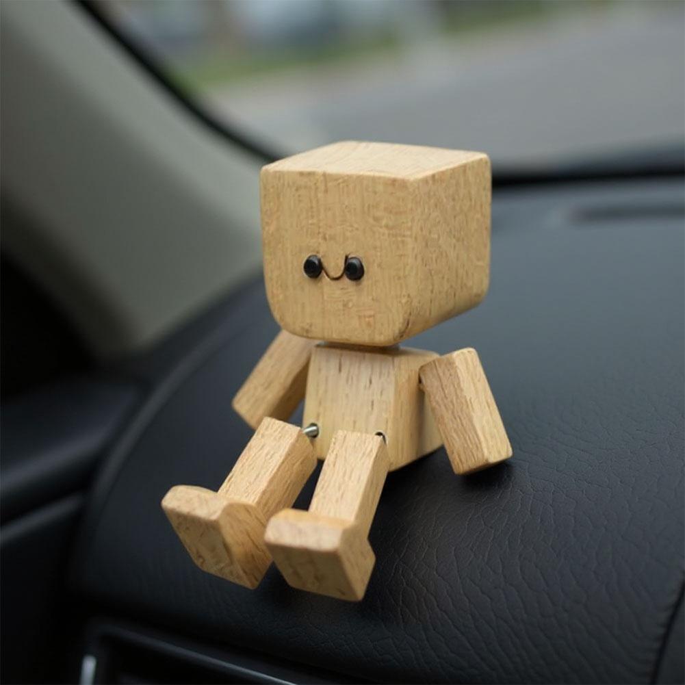 1/2Set Funny Shaking Legs Wooden Man Charming Little Wooden Figure Desktop Decor Ornaments Cute Car Dashboard Decor