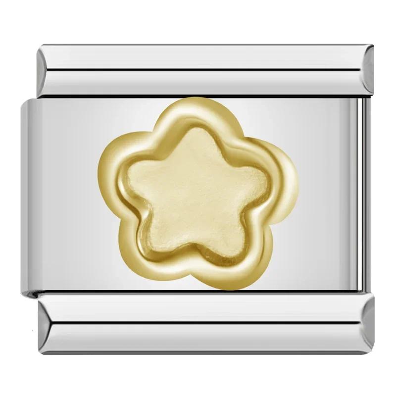 9mm Width Original Daisy Heart Flower Butterfly Cross Green Italian Charm Bracelet Stainless Steel Jewelry Making DJ001