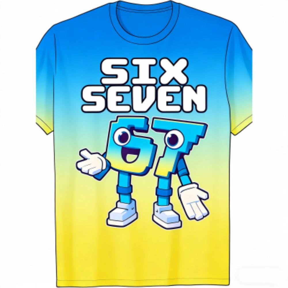 Fashion Cartoon Six Seven 67 Print Kids T-Shirts Summer Street Short-Sleeve Outdoor Casual Tops for Boy and Girl's Tees Top