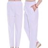 Elastic Waist Winter Nurse & Doctor Uniform Pants - Thickened, White/Blue, Unisex, Plus Size