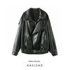 Kaslead Новое поступление Женская одежда Модный стиль Модный Все-сочетаемый Свободный Длинные рукава Кожаная куртка Пальто