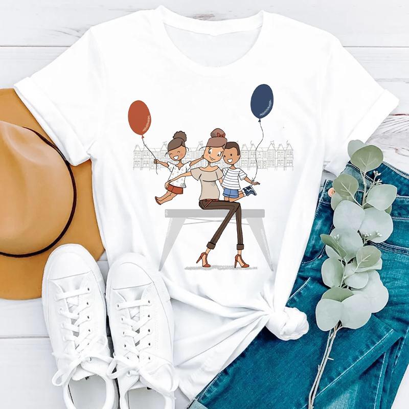 Простая женская одежда больших размеров с принтом на тему Дня матери, стильные женские футболки из чистого хлопка с круглым вырезом и короткими рукавами
