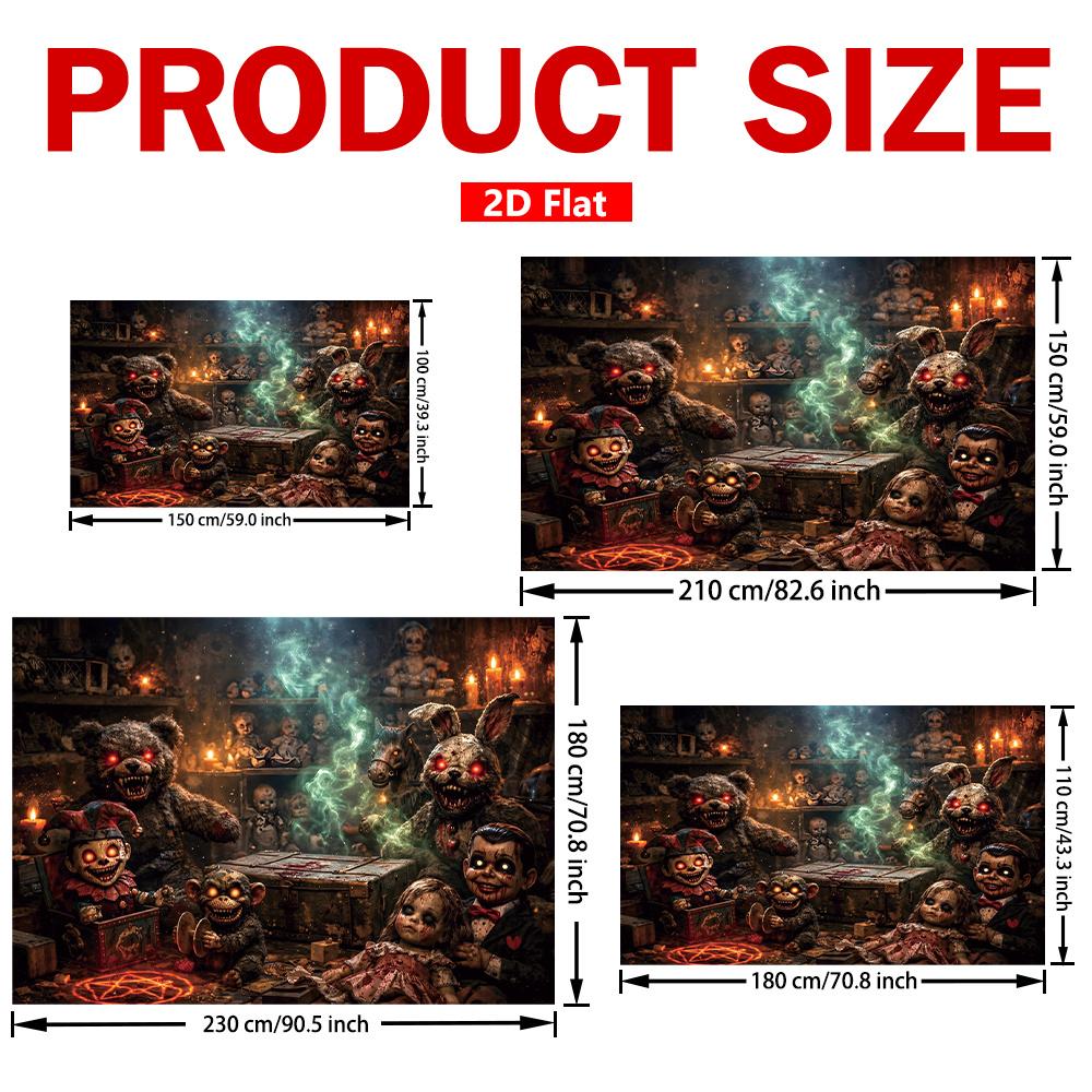 [2D Flat] 1 piece, spine-energizing Halloween banner, creepy doll room pattern, terrifying polyester hanging signDJH