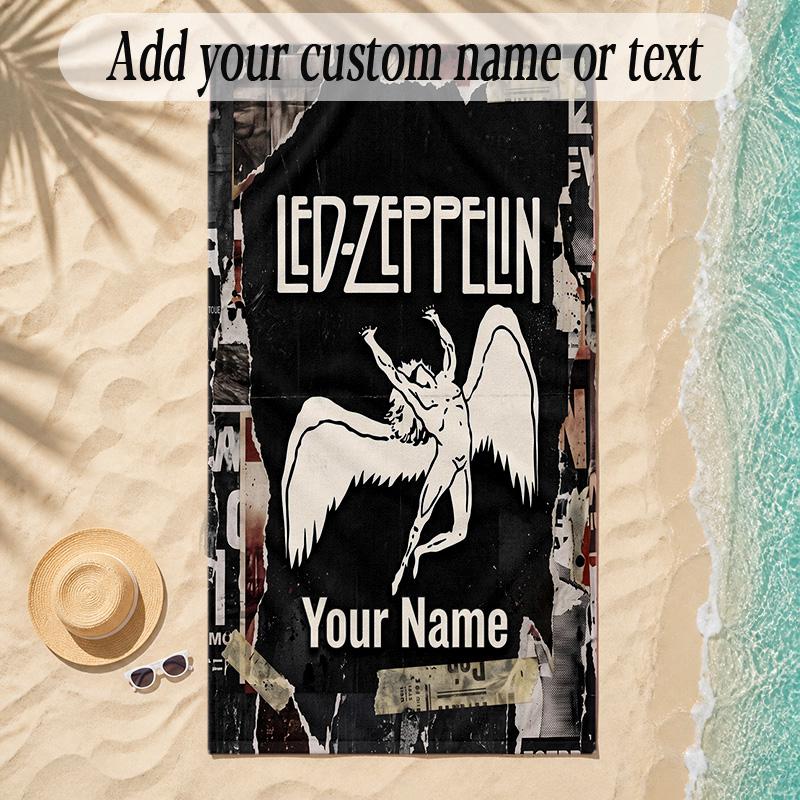 Beach TowelLed Zeppelin Custom Name Text Personalized Soft Towel for Beach Pool Indoor Home Decor Gift
