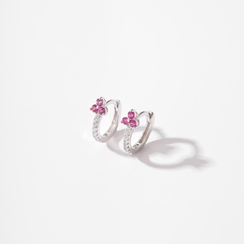 925 Sterling Silver Exquisite Inlaid Colored Zircon Geometric Flowers Earrings for Women Fashionable Versatile Jewelry