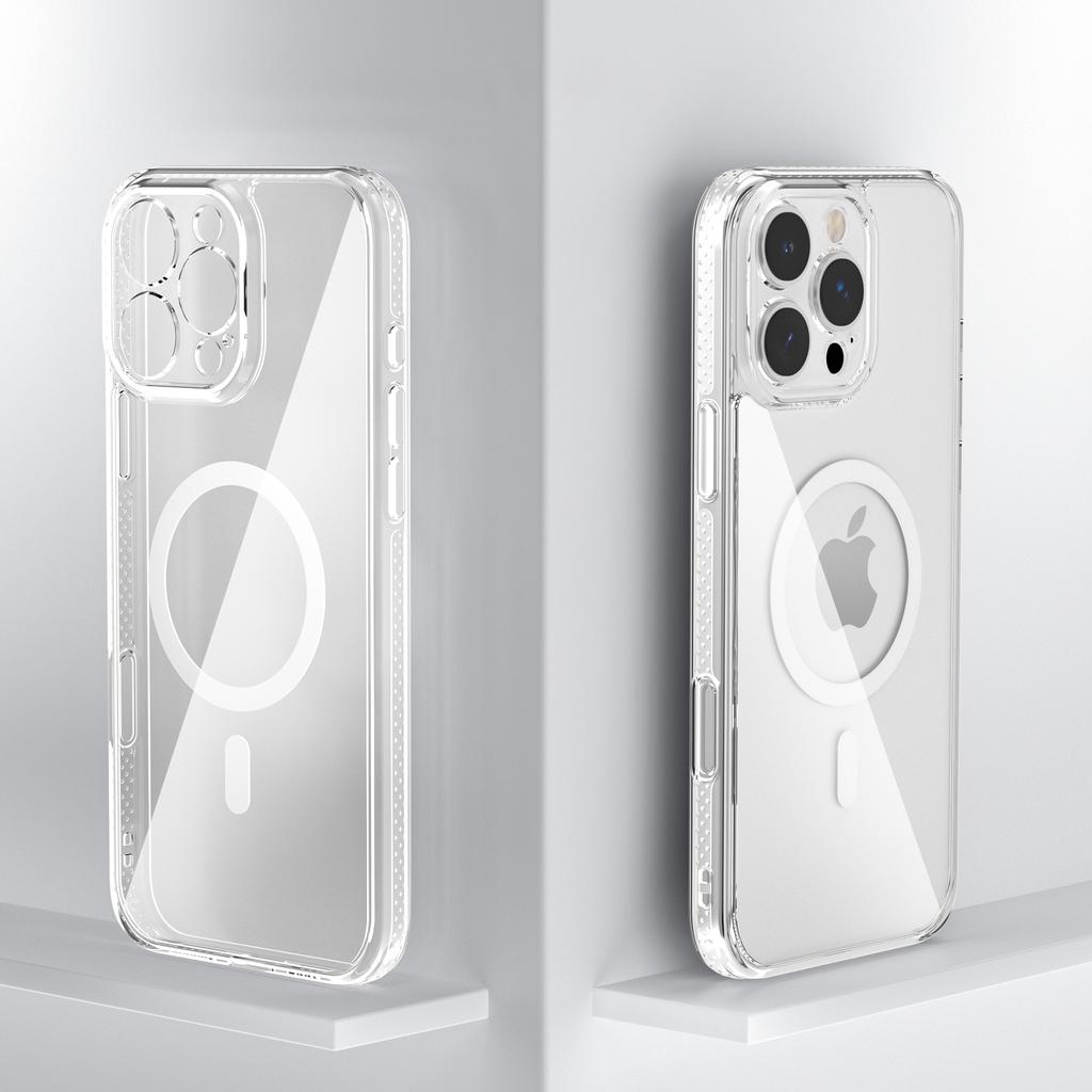 Для iPhone 16 Pro Max Чехол Кристально Прозрачный ТПУ+ПК Защитный Чехол Совместимый с MagSafe